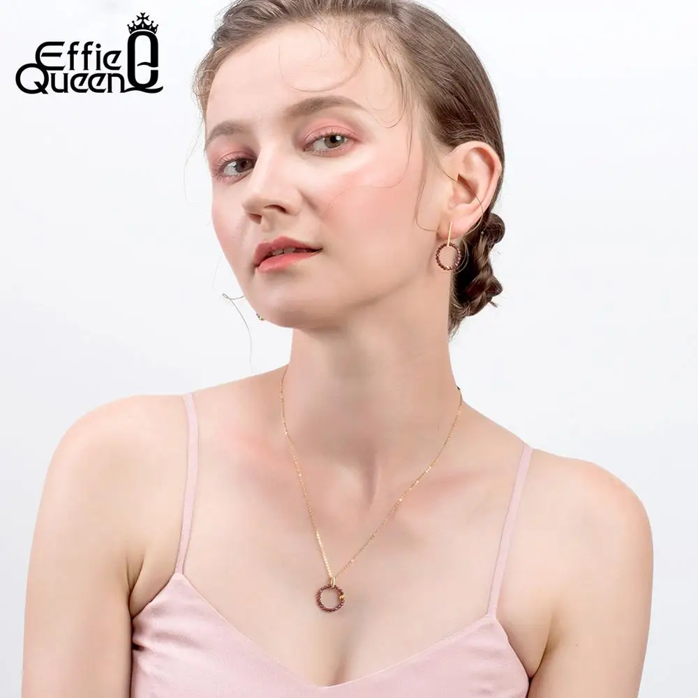 Effie queen серьги из стерлингового серебра 925 пробы с красным гранатом полудрагоценные каменные серьги для вечерние ювелирные изделия женские подарочные TSE153-R