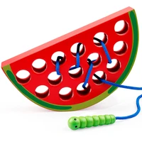 coogam wooden lacing watermelon threading toys wood block puzzle montessori educational gift for 1 2 3 years old toddlers baby