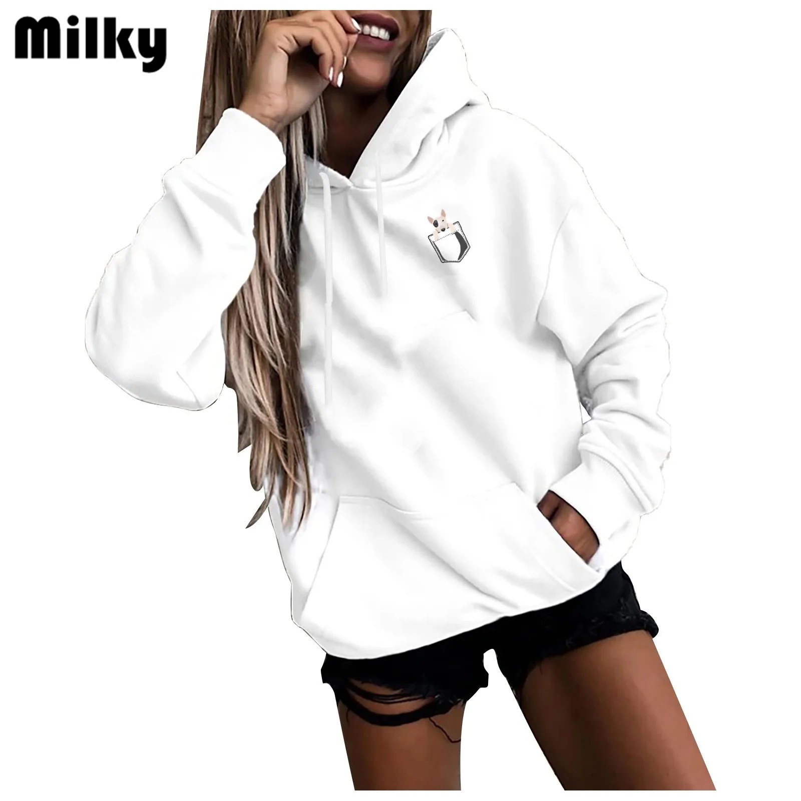 

2021 Cool Dog Bull Terrier Women Hoodie Tops cute girl Hooded Pullovers new design ladies casual Hipster clothe funny Sweatshirt