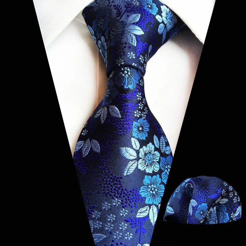 

New floral ties for men with handkerchiefs wedding casual mens neckties classic suits flower print neck ties cravat