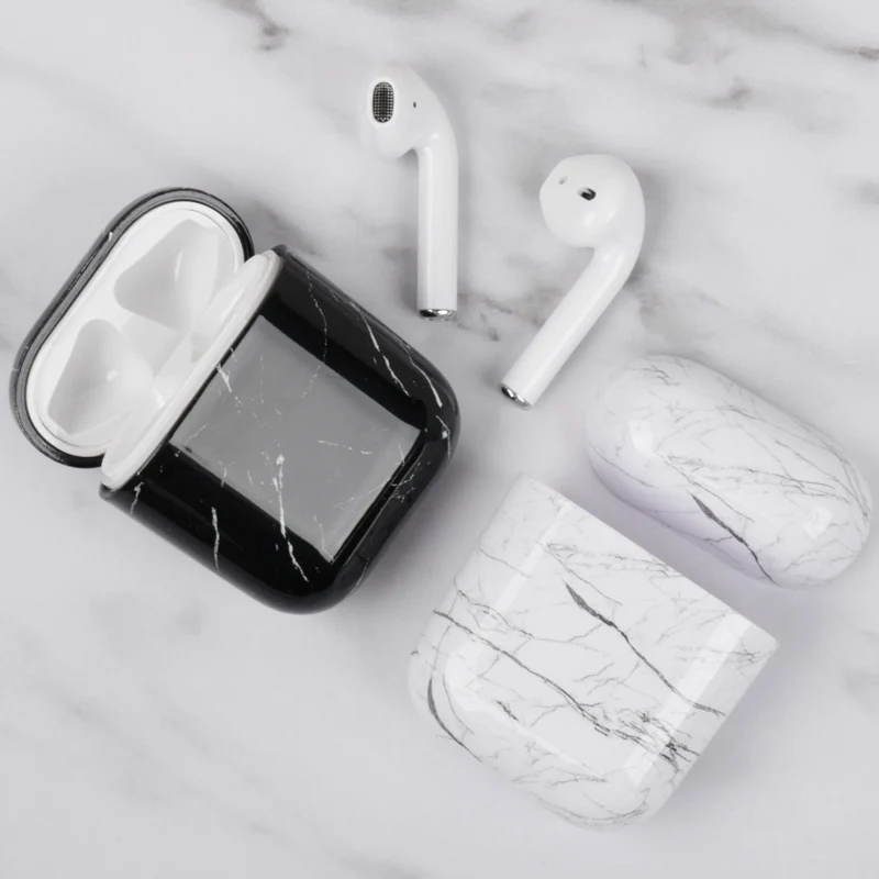 Роскошный Мраморный жесткий чехол из поликарбоната для Apple AirPods глянцевый