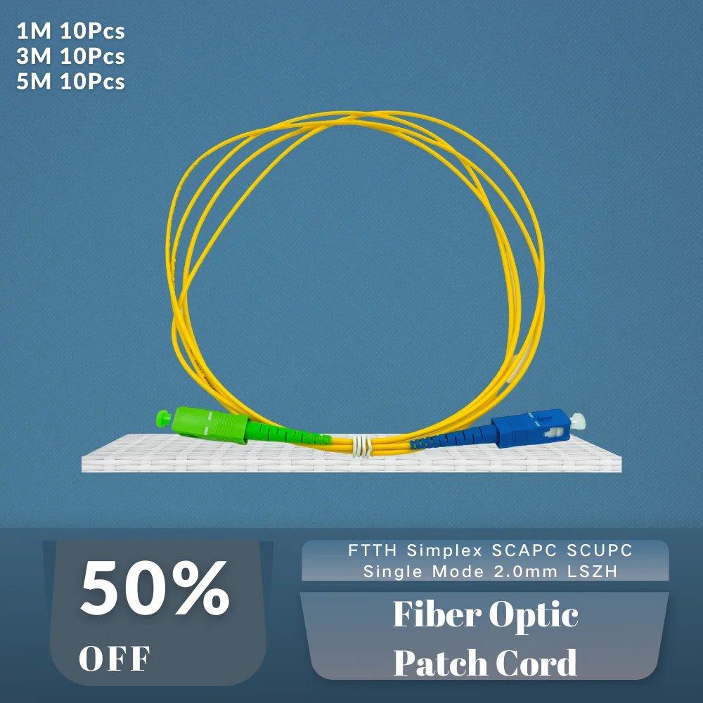 

10PCS FTTH Simplex SCAPC SCUPC Fiber Optic Patch Cord 1/3/5M Single Mode 2.0mm LSZH Jacket Jumper Cable