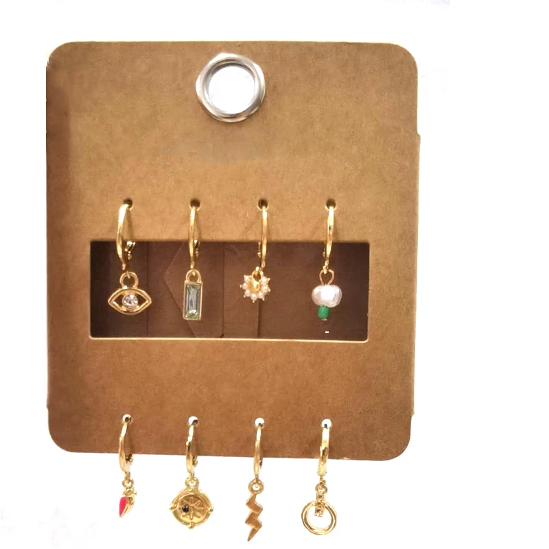 GEOMEE 8 шт. блестящие стразы Луны молния обруч Комплект сережек для женщин Мода