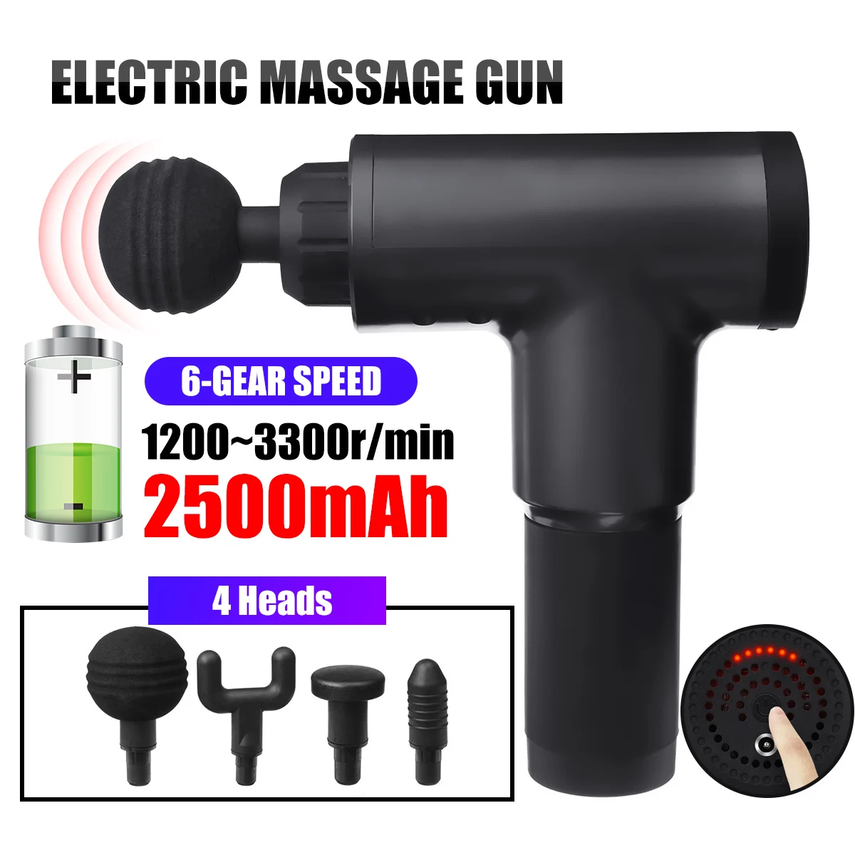 

High Power Muscle Massage Gun High Speed Vibration Massager After Fitness Therapy Decompose Lactic Acid Relief Pain Relax Body