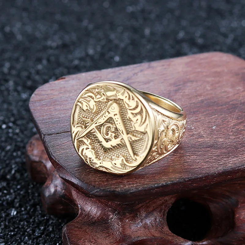 DICAYLUN Freemasonry кольцо Mason Symbols масонское тамплиера для мужчин золото нержавеющая