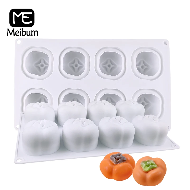 

Meibum 8 Cavity Persimmon-Shaped Silicone Mold Mousse Cake Molds Pastry Baking Tools French Dessert Decorating Bakeware