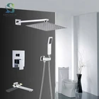 Хромированный смеситель для душа, настенное крепление, тройной кран для ванной комнаты, скрытая система, насадка 16 дюймов, с поворотным носиком