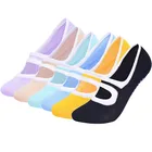 Женские носки для йоги 6 цветов, силиконовые Нескользящие носки для пилатеса, дышащие хлопковые спортивные носки для фитнеса, балета, танцев, тапочек