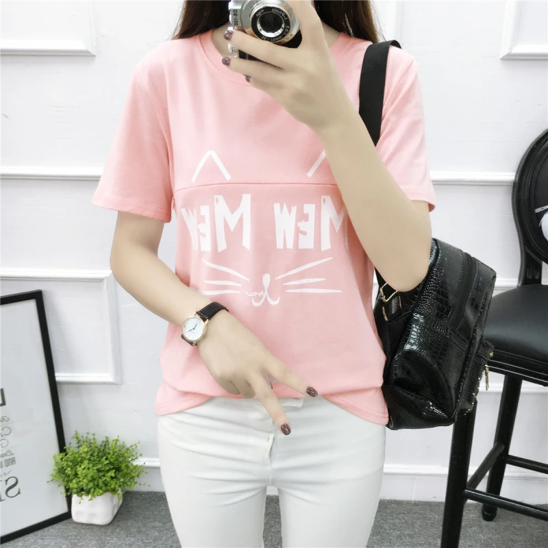 Топы для кормящих матерей одежда грудного вскармливания беременных футболка с