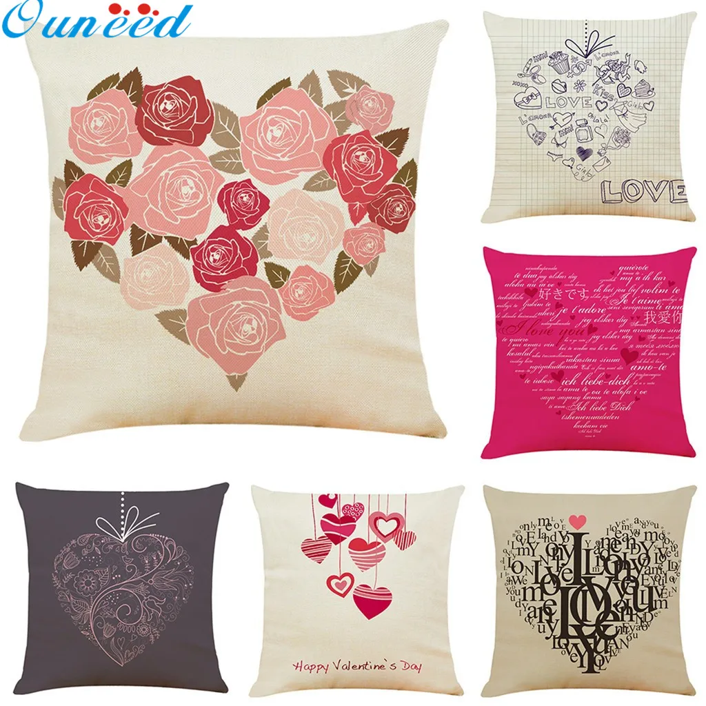 Ouneed льняная наволочка с креативными принтами любви Наволочка на диванную