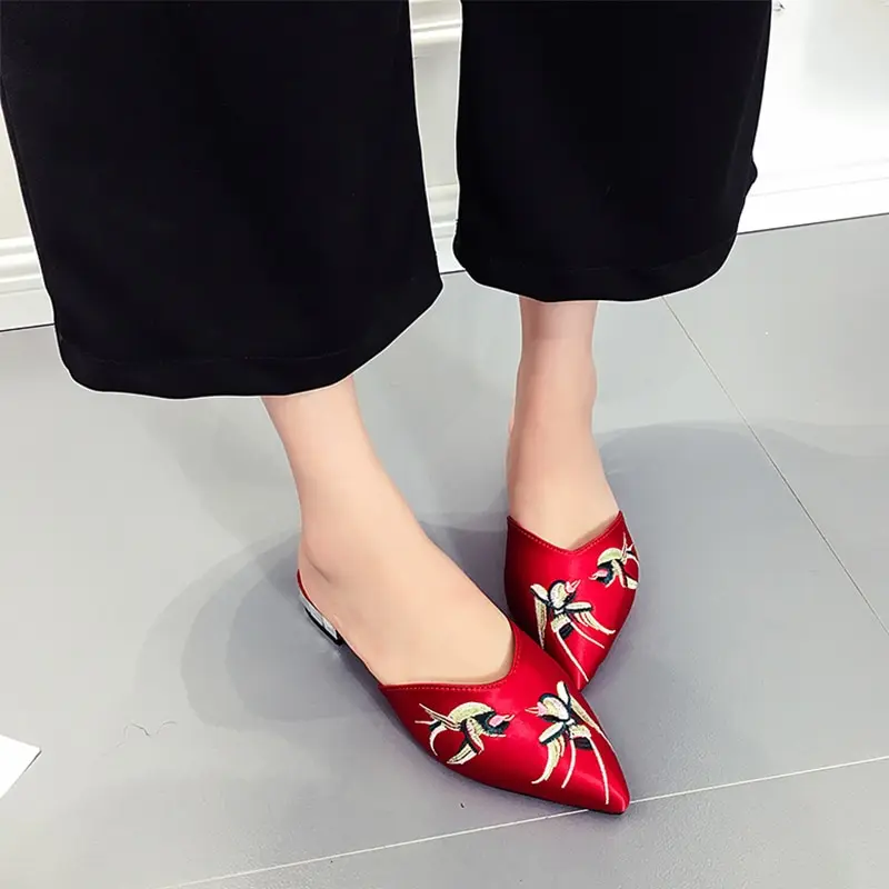 Женские туфли без задника в этническом стиле удобные шлепанцы Женская обувь на