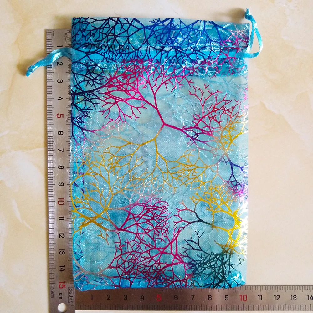 50 шт., 7x9, 9x12, 10x15 см, сумки из органзы на шнурке, Белые и красочные упаковочные сумки для ювелирных изделий, сумки для свадебного подарка, сумки для украшений