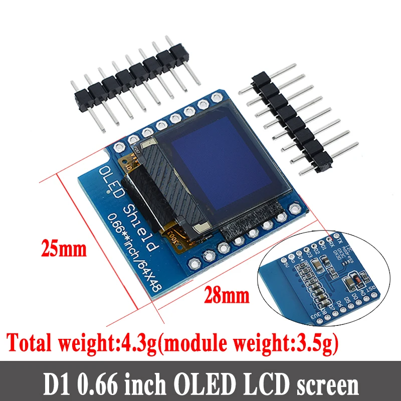 D1 Mini ESP8266 ESP-12 ESP-12F CH340G CH340 V2 USB WeMos wifi макетная плата D1 Mini NodeMCU Lua IOT плата 3,3 В с контактами - Цвет: D1 0.66 OLED