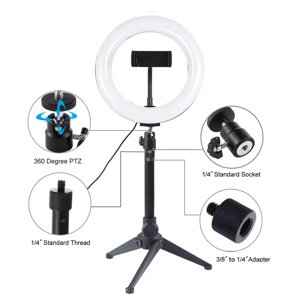 Новинка прямая трансляция 20 см светодиодный кольцевой фонарик с держателем
