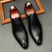 handmade mens wedding oxford shoes black khaki genuine leather brogue mens dress shoes slip on business formal shoes for men