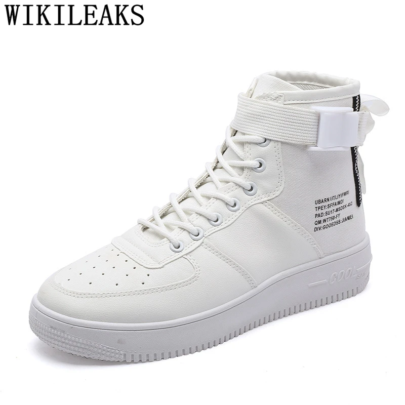 Мужские высокие кроссовки кожаные кеды в стиле хип хоп дизайнерская обувь белые|
