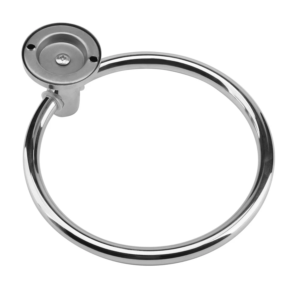 

Stainless Steel Holder Bathroom Toilet Towel Rustless Wall Mounted Ring Durable Round Hand