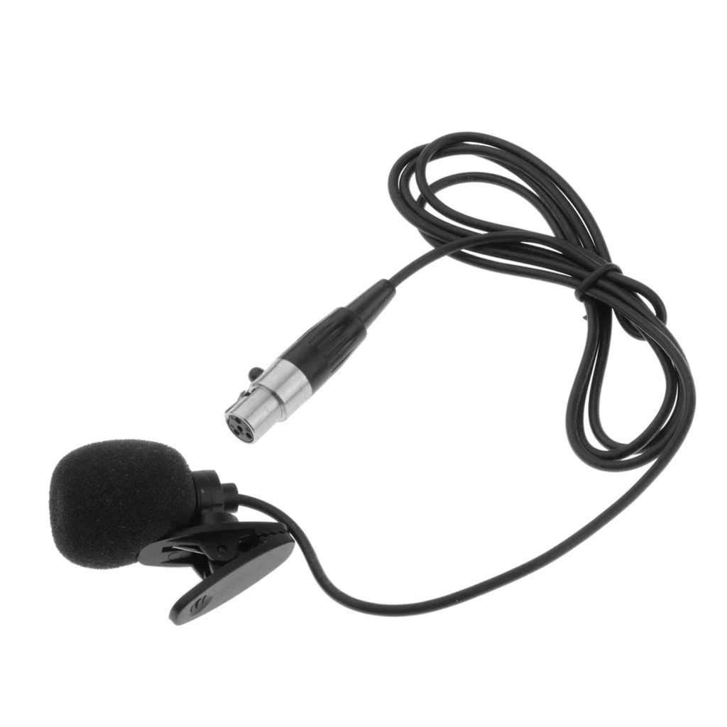 

XLR 4 Pin Microphone Condenser Lapel Tie Clip For PC Wireless Transmitter