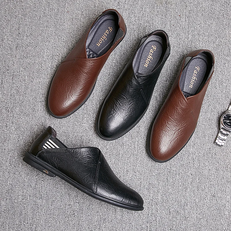 

2021 New Mens Shoes Genuine Leather Loafers Fashion Slip On Leather Dress Shoes Business Wedding Designer Shoes Office Classic