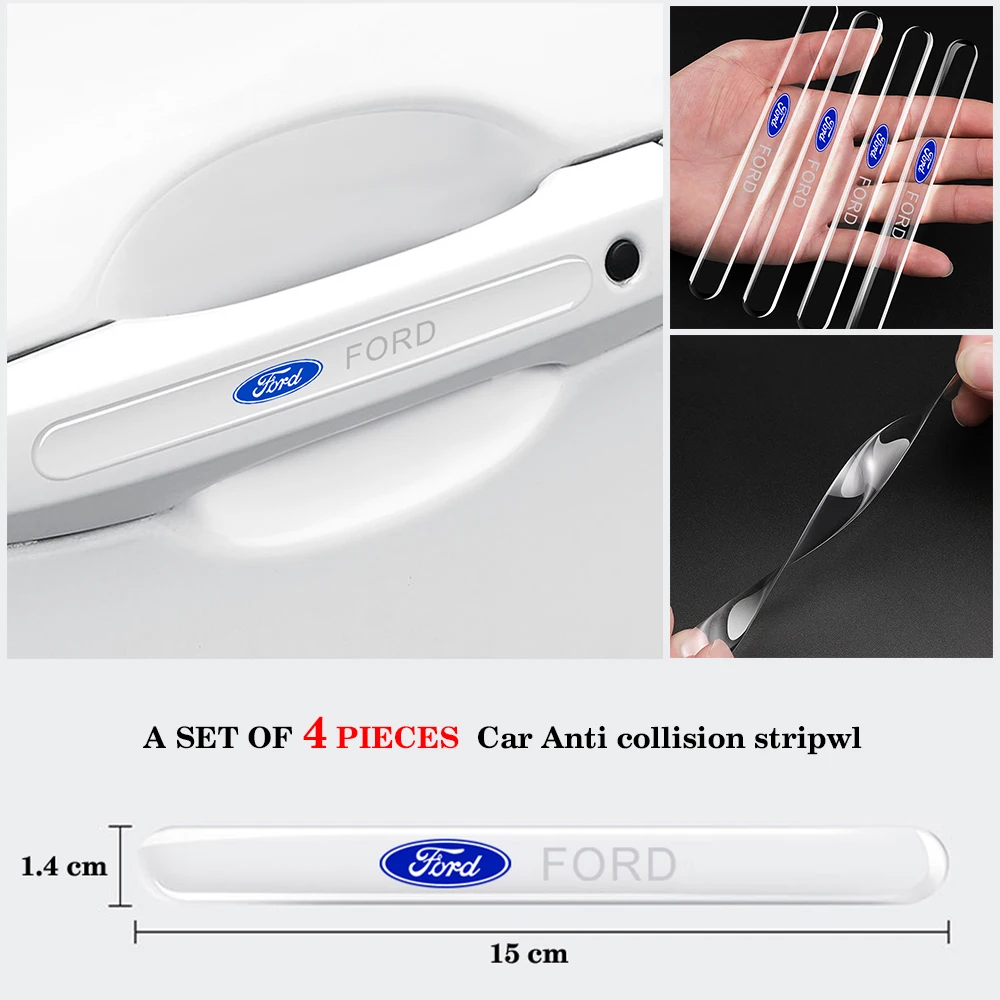 

4Pcs Auto Anti-Collision Car Door Bumper Strip Scratch Protector Stickers for Ford Focus Mk 3 Fiesta Ranger Mondeo Fusion Kuga
