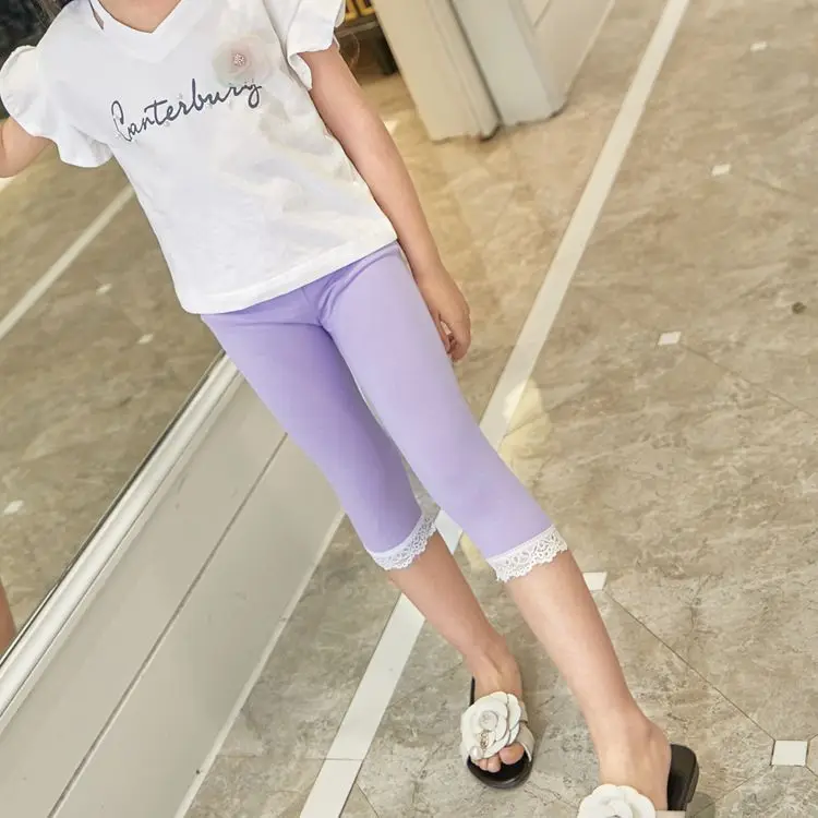 Летние леггинсы для маленьких девочек одежда детские брюки кружевные яркие