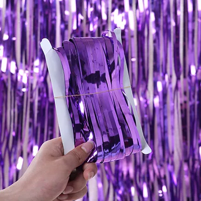 mirror purple 2 м 3 м блестящая металлическая фольга занавеска дверь дождь свадебное украшение день рождения украшения дети фото реквизит занавеска С Блестками - Цвет: mirror purple
