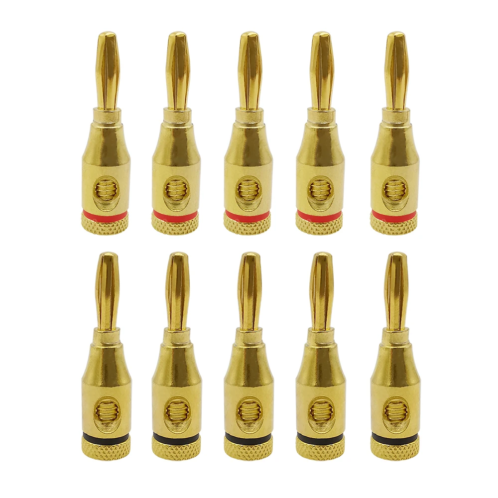 

10шт 4 мм банановый штекер аудио разъем для динамика позолоченные музыкальные колонки кабель провод штырьковые разъемы черный красный