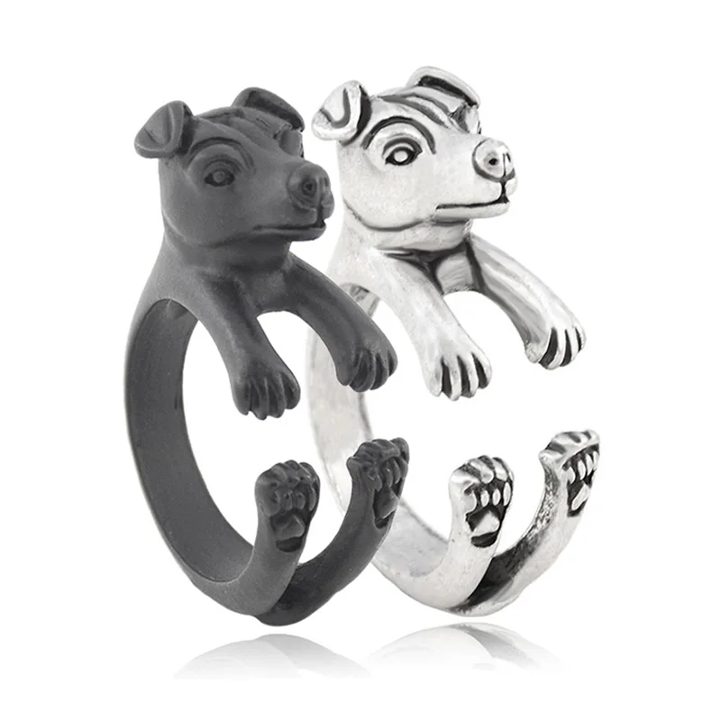 Винтажное черное кольцо Джек Расселл Анель крыса-терьер в стиле бохо свадебные