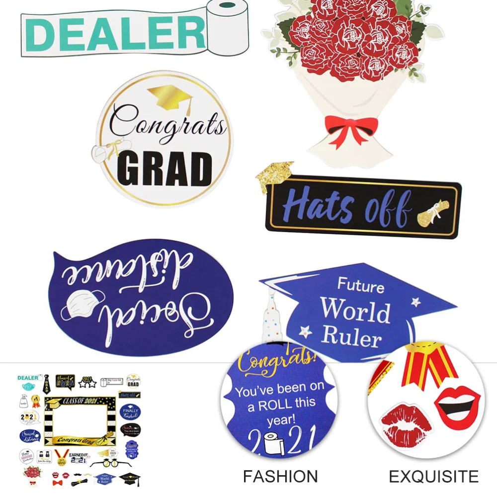 

32pcs Graduation Celebration Paper Photo Booth Frame Photo Props Suit Supply