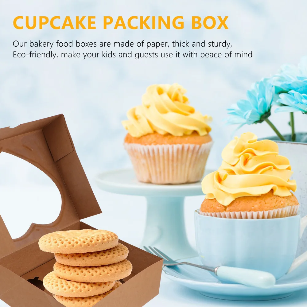 

10pcs Clear Window Packaging Boxes Portable Cupcake Boxes Egg Tart Holders