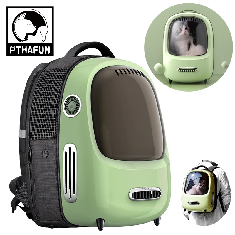 

Сумка-переноска для кошек, рюкзак для переноски домашних животных с встроенным вентилятором и подсветкой, для путешествий и прогулок с кошк...