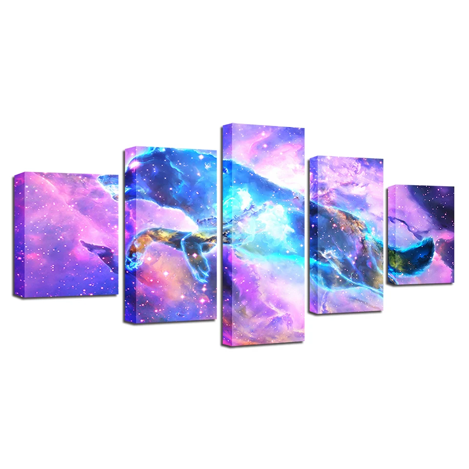 

Modern Printing Poster Modular Canvas Painting 5 Pieces Abstract Color Animal Dog Landscape Pictures Wall Art Decor Living Room