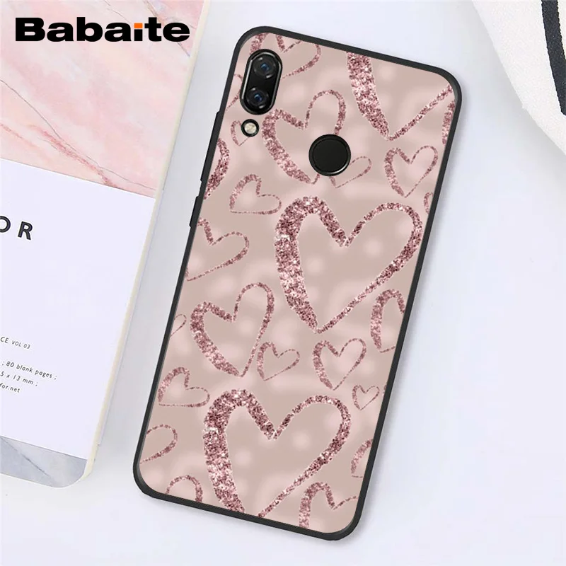 Babaite Золотой Розовый Блестящий розовый Love Herat чехол для телефона для Xiaomi Redmi8 4X 6A S2 Go Redmi 5 5Plus Note4 5 7 Note8Pro