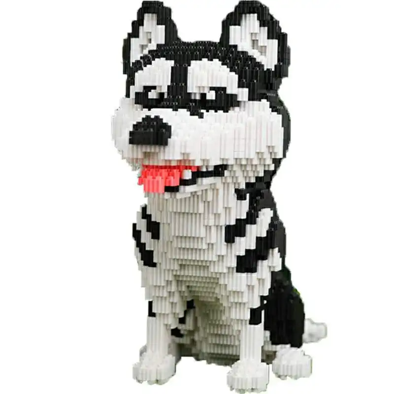 

Cartoon Dog Mini Husky 3D Model Building Block Assembly Cute Pet Schnauzer Brick Educational Toy Children Gift