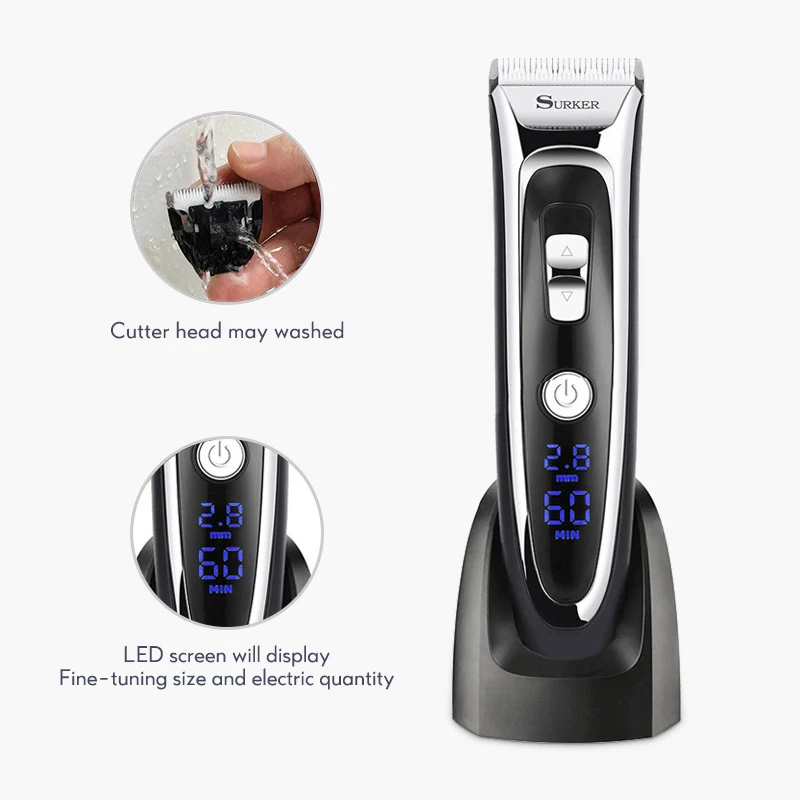 Электрическая Парикмахерская Машинка для стрижки волос с цифровым ЖК-дисплеем