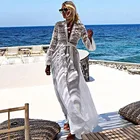 туника пляжная Костюмы с юбкой туника женская женское платье Женское кружевное лоскутное привлекательное прозрачное пляжное платье,