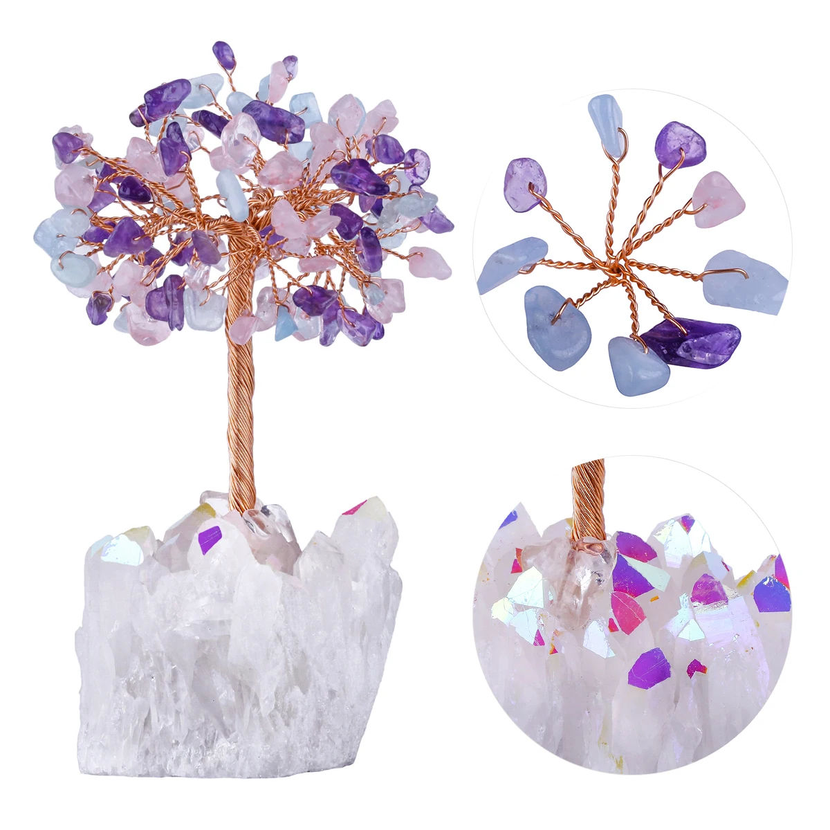 Lucky Money Crystal Tree Natural Stone Tree With Rock Quartz Base For Wealth Decoration Home Room Decor Ornaments