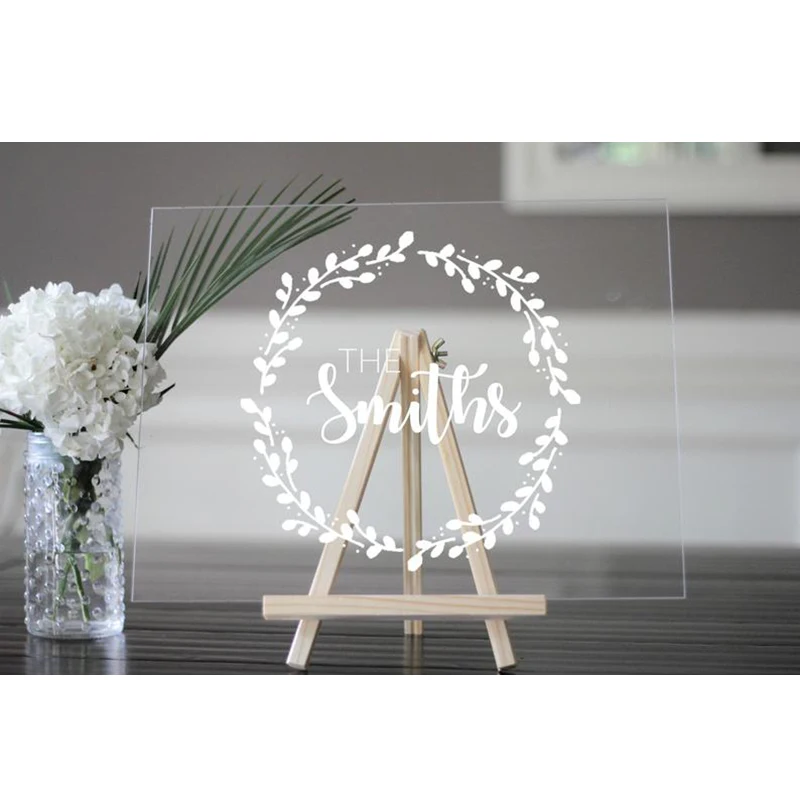 Индивидуальный акриловый приветственный знак для свадьбы прозрачный с