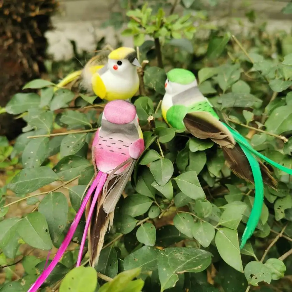 13*4*5CM/12PCS Artificial Foam Feather Fake Small Bird With Magnet Decorative Craft Birds For Wedding Party Home Easter Decor | Дом и сад