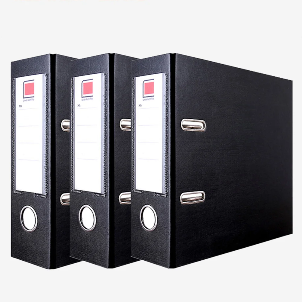 

22.5x25cm A5 Size Lever Arch File Folders with Clip and Finger Grip Hole (Black)