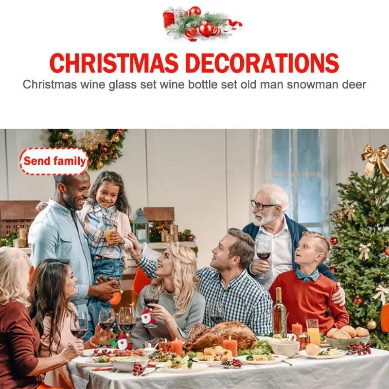 Новый модный Рождественский бокал для вина бархатная ткань Санта Клаус снеговик