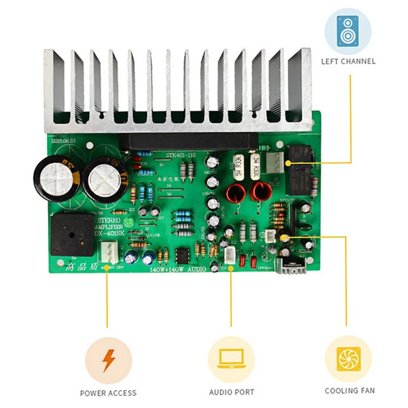 Плата аудио усилителя Stk401 1 шт. Hi-Fi 2 0 канальная плата и цифрового Tda7498 Power Audio |