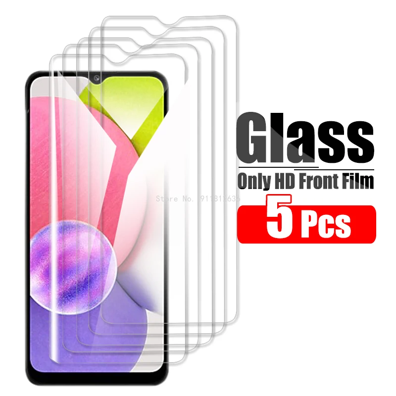 5 pcs protective glass for samsung galaxy a22 a32 5g a03s a02s a12 a21s screen protector tempered film galax a02 a31 a21 a03 free global shipping