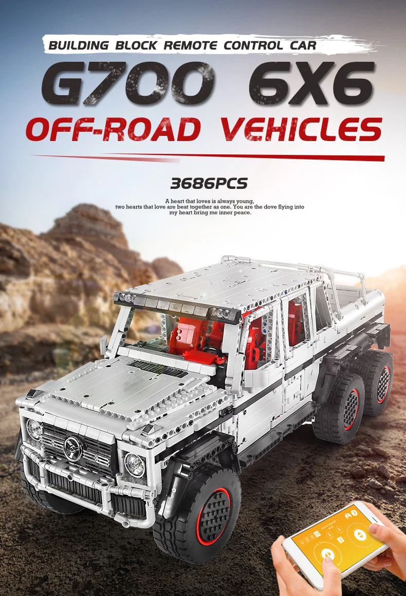 

MOULD KING Building Blocks APP High-Tech Car The RC Motorized 6x6 1:10 Car Model Assembly electric Bricks Kid Toy Christmas Gift