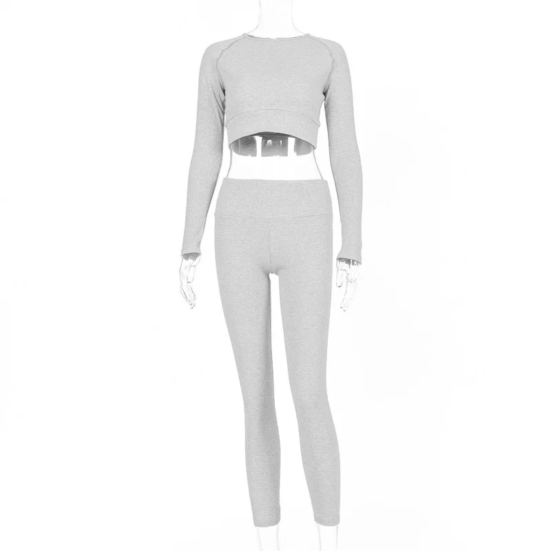 

2 Piece Seamless Women Set Workout Sportswear Gym Clothing Fitness Long Sleeve Crop Top High Waist Leggings Sports Suits SS931