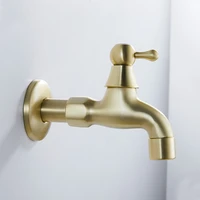brushed gold washing machine faucets soild brass single cold wall mounted g12 g34 bibcock outdoor garden mop pool taps