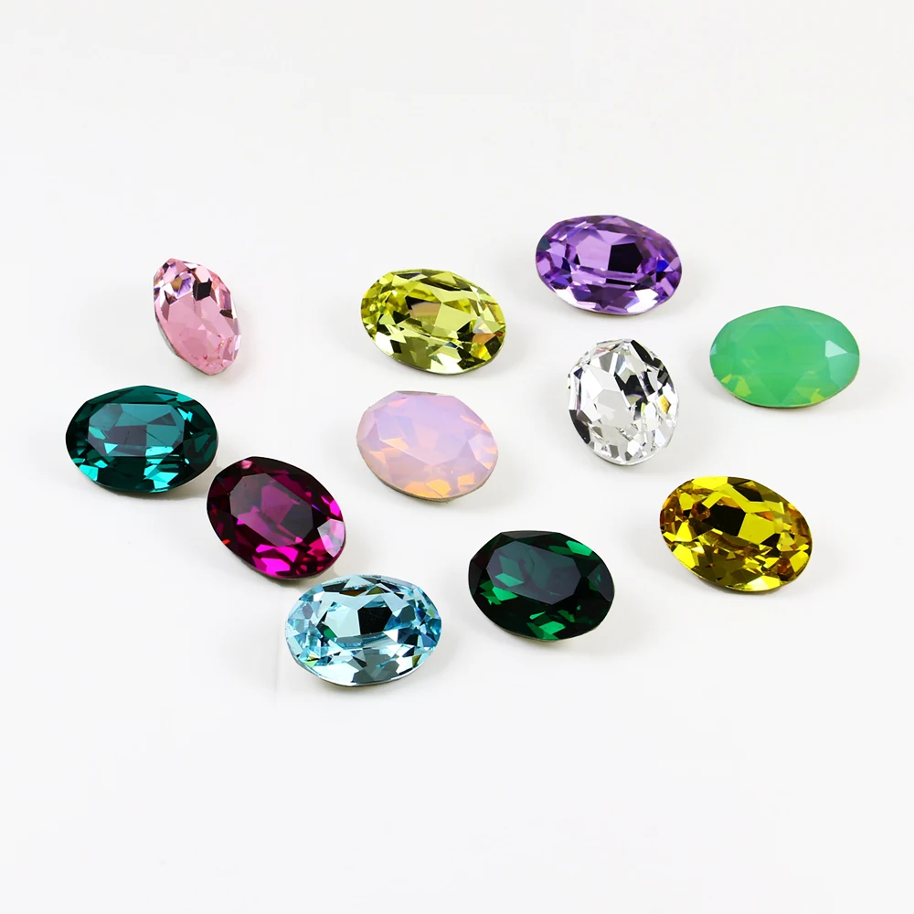 Овальный нейл арта украшения кристалл страз Pointback камни блеск Стекло ногтей