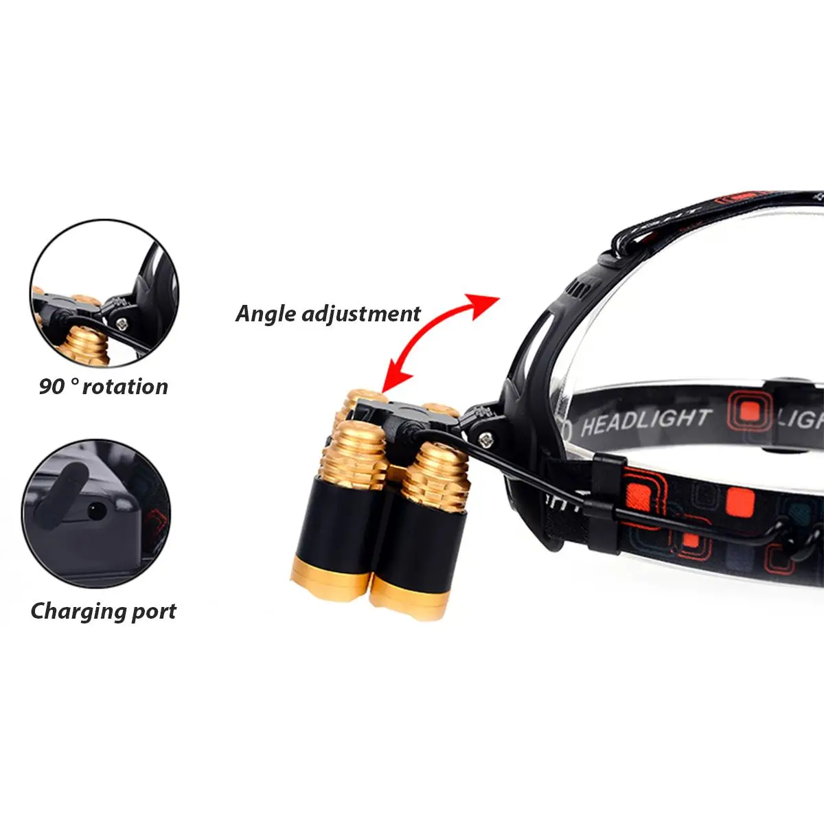 

T6 5LED Led Headlamp 8000lumen Fishing Headlight Torch Hunting Head lamp Camping Flashlight Head Light+2x18650 battery