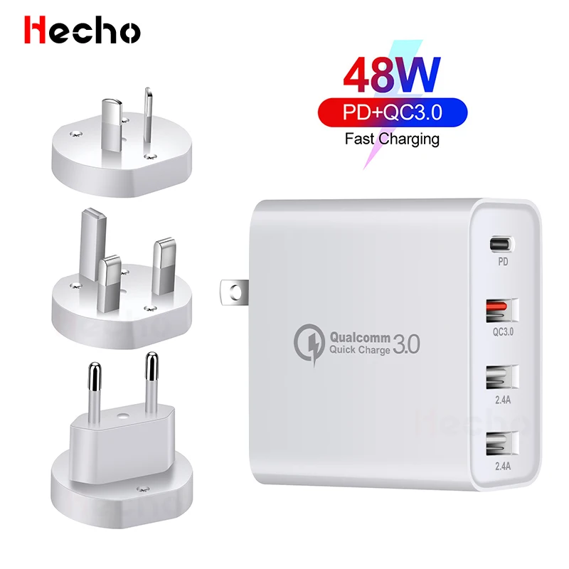 Зарядное устройство USB Type-C PD для iPhone 11 iPad Pro QC 3 0 48 Вт Мобильные телефоны и