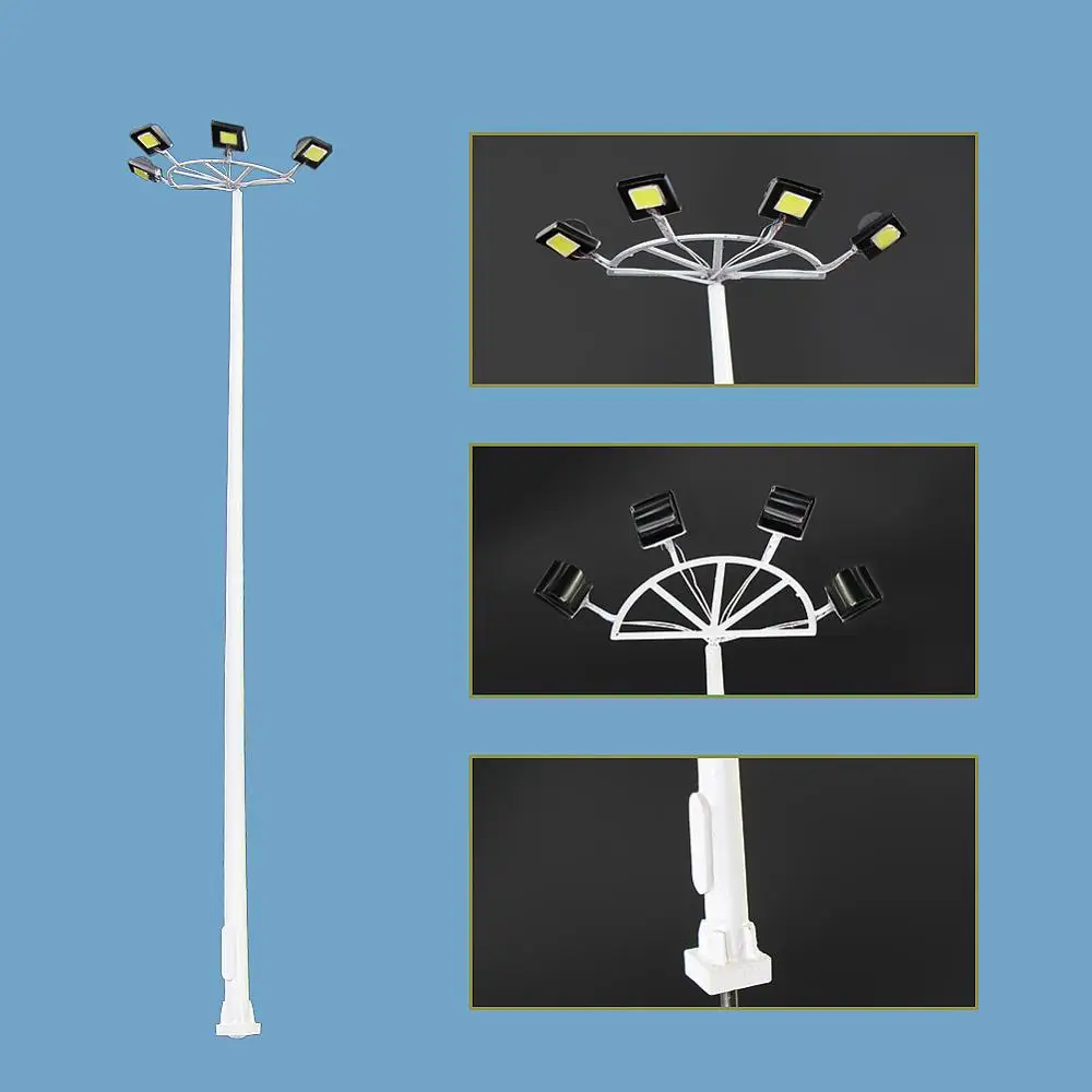 

4pcs HO/N Scale Plaza Lamppost 1:87/1:150 Playground Street Lights Bright White 4-Leds LSL12 Model Railway